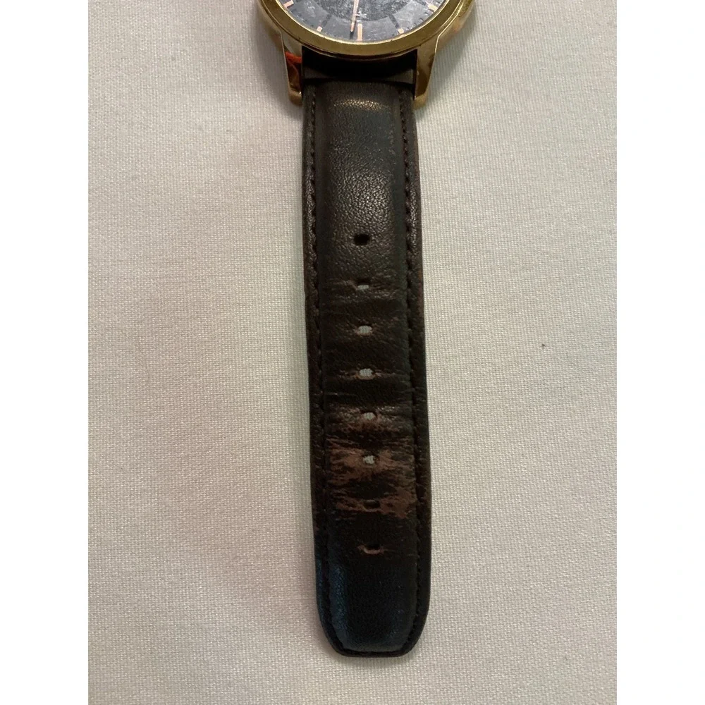 Kenneth Cole New York Mens Watch Rose Gold Blue Dial Leather Strap GA70010 works